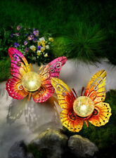 Solar-Schmetterlinge "Farfalla" 2er-Set LED Solar Garten Deko Beleuchtung Metall