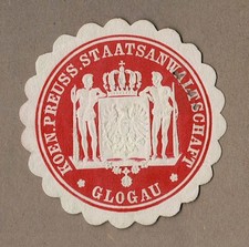 Siegelmarke Preußen / Schlesien: KOEN. PREUSS. STAATSANWALTSCHAFT GLOGAU