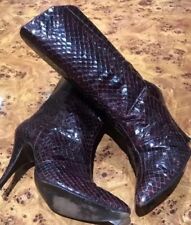 LUCALSAX PARA GRÖSSE 4 VINTAGE BURGUNDER SCHLANGENLEDER STIEFEL LEDERSOHLEN STILLETTO