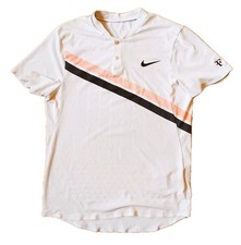 Nike Roger Federer RF Shirt 2018 Australian Open Tennis Henley Polo weiß Sz. M