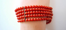 SILBER ARMBAND ° KORALLEN ° Rote Korallen ° 925 / ooo °ziselliert °Antikschmuck