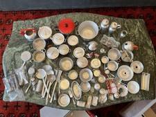 Puppenstube Kaufmannsladen Blechspielzeug Pfannen Töpfe Teller Weißblech