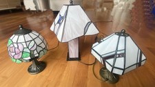 Tiffany Tischlampen, 3 Stück, 1x rund und 2x eckig, funktionsfähig, unbeschädigt