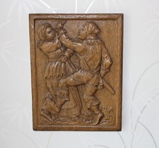 Wandbild Holz geschnitzt mit Zertifikat Wirtshaus Tanz Handarbeit Relief 26x34cm