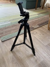 Teleskop-Stativ Schwarz, höhenverstellbar bis 140 cm, inkl. Handyhalter