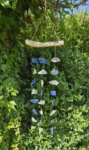 Windspiel treibholz glas - treibholz,