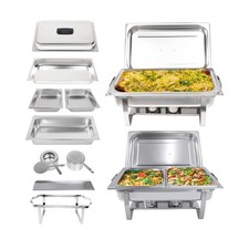 Valgus 2-Pack 9L Edelstahl Chafing Dish Set, Buffet Essenwärmer 