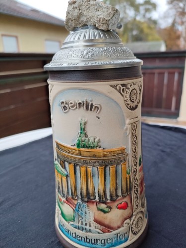 Bierkrug mit zinndeckel - bierkrug,