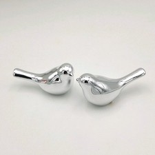 Vogel 2 Stk. aus Keramik silber 10 cm lang - Deko Figur Vogelpaar von Formano