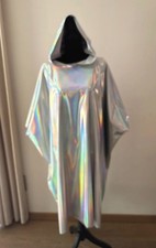 Glanz Holographisch Regenponcho Regenmantel Regencape Regenumgang Lackcape PVC