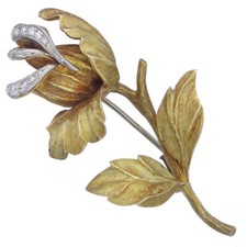 René Kern Brosche Rose Diamanten 750er Weißgold