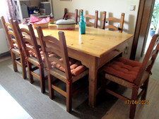 Schöner Esszimmertisch m. 2 Schubladen 200x85 Massiv Fichte + 8 Stühle