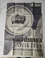Plakat für das Stadtparkrennen Leipzig 1954, das am 16. Mai stattfand und um 9 U