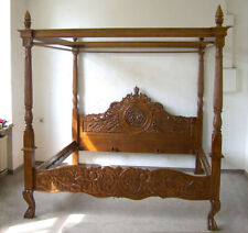 HIMMELBETT KÖNIGLICHES BETT 160 X 200 HOLZ NUSSBAUMTON ANTIK-STIL