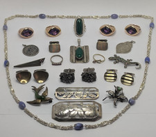 Schmuck Konvolut 800 830 835 900 925 930 Silber Ringe Anhänger Kette Broschen