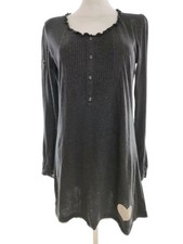 💚 CHILLNORWAY Strickkleid für Damen Stickerei Grau S Langer Ärmel Baumwolle 💚