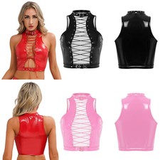 Damen Wetlook Crop Top Sexy BH