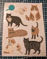 90er Fuzzy Stoff Katzen Sandylion Vintage Aufkleber Für Stickeralbum Alt Sammeln