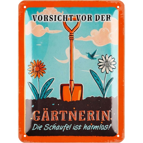 Retro blechschild mein garten - blechschild,