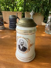 Bierkrug mit Zinndeckel Patina