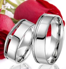2 SILBER Partner Ringe Trauringe Eheringe Freundschaftsringe Gravur Gratis T309