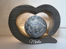 Tierurne Urne 1-35 kg Herz Kugel Holz anthrazit silber grau Katze Hund 1,7 L neu