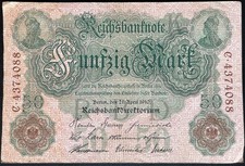 50 Mark Reichsbanknote 1910 Banknote    15.10.II