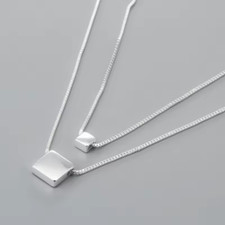 Halskette Doppelkette Quadrat Sterlingsilber 925 Damen