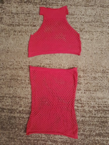 Netztop und minirock pink - und,