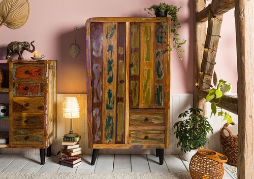 Retro altholz kleiderschrank - retro,