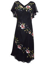 PER UNA M&S PAILLETTEN VERZIERT SCHWARZ CHIFFON PARTY ABENDKLEID GRÖSSE 8 10 #BX#*