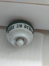 Antike Porzellan Türklingel Klingelknopf u. 1900 Klingeltaster "Bitte zu drücken