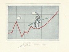 VOLKER KÜHN - Balancierender ELEFANT. Farbradierung signiert, um 1980