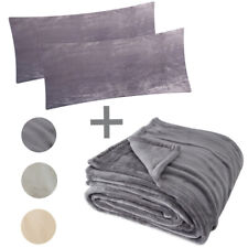 2er Set Fleece Kissenbezug 40x80 plus leichte Sommerdecke Kuscheldecke 150x200cm