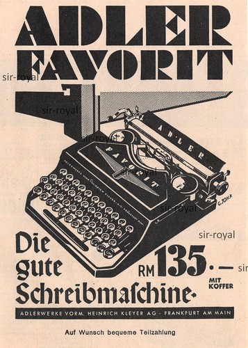 Adler favorit schreibmaschine - favorit,