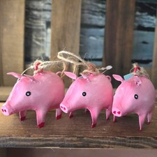 3 x Metall Hängen Schweine