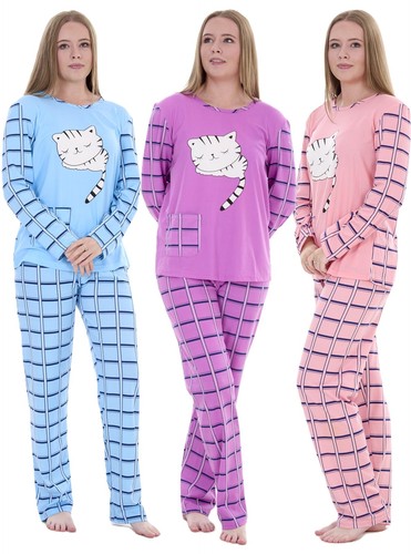 Damen pyjama set baumwolle - damen-pyjama-set,