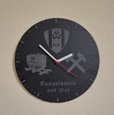 Wanduhr " BSG Wismut Aue " aus Schiefer - Erzgebirge Schachter Kumpelverein