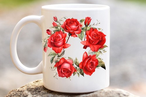 Aquarell rote rose tasse - rose,