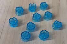 10 hellblau durchsichtige Lego Steine rund mit X-Loch, 2 x 2 x 1 (3941) (S402)