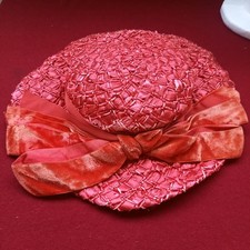 original 30er 40er Hut Strohhut rot 1930 1940 vintage antik Samt