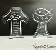 Aufsteller zur Taufe Kommunion Konfirmation  Geschenk mit Gravur - Fisch Kelch