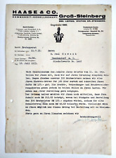 Haase & Co. Groß Steinberg Brutapparat Landwirtschaft 1933 Dokument