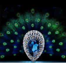 Deluxe Brosche Feder lange Kette Crystal Kristalle 750er Weißgold 18K vergoldet