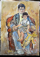 ::ÖLGEMÄLDE VATER IT TOCHTER O. WILCKE 1972 FAMILIE SESSEL INTERIEUR GUTE STUBE