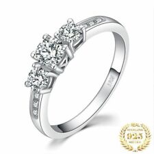Damen Ring 925 Sterlingsilber Verlobungsring 3 Steine Zirkonia Frauen Geschenk.