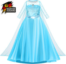 Elsa Kostüm Mädchen Prinzessin Kleid Kinder Dress Karneval Halloween Weihnachten