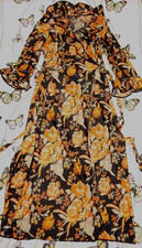 DDR VEB Waschgold Wäsche  Kleid Morgenmantel Boho Flower Power  m88/ca.36-38