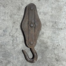 Alter großer Lasthaken Flaschenzug Seilzug 1 Umlenkrolle Eisenhaken Maritim