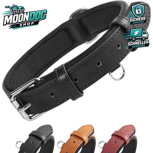 Hundehalsband leder schwarz - leder,